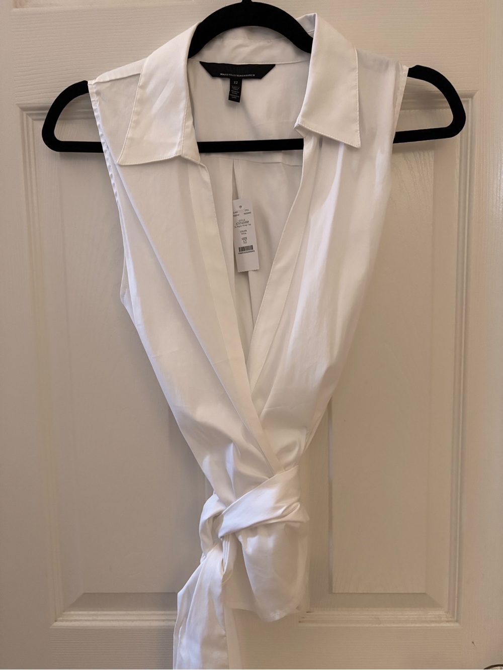 White House Black Market White Sleeveless Wrap Blouse